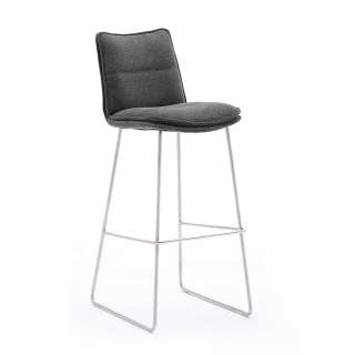 Barhocker in Anthrazit Chenillegewebe drehbar (2er Set)