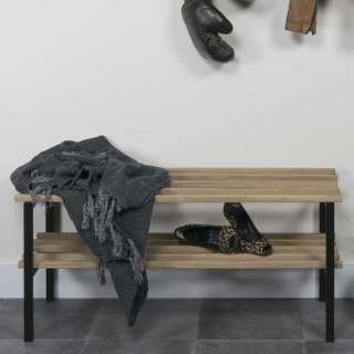 Schuhständer aus Eiche Massivholz und Stahl 100 cm breit