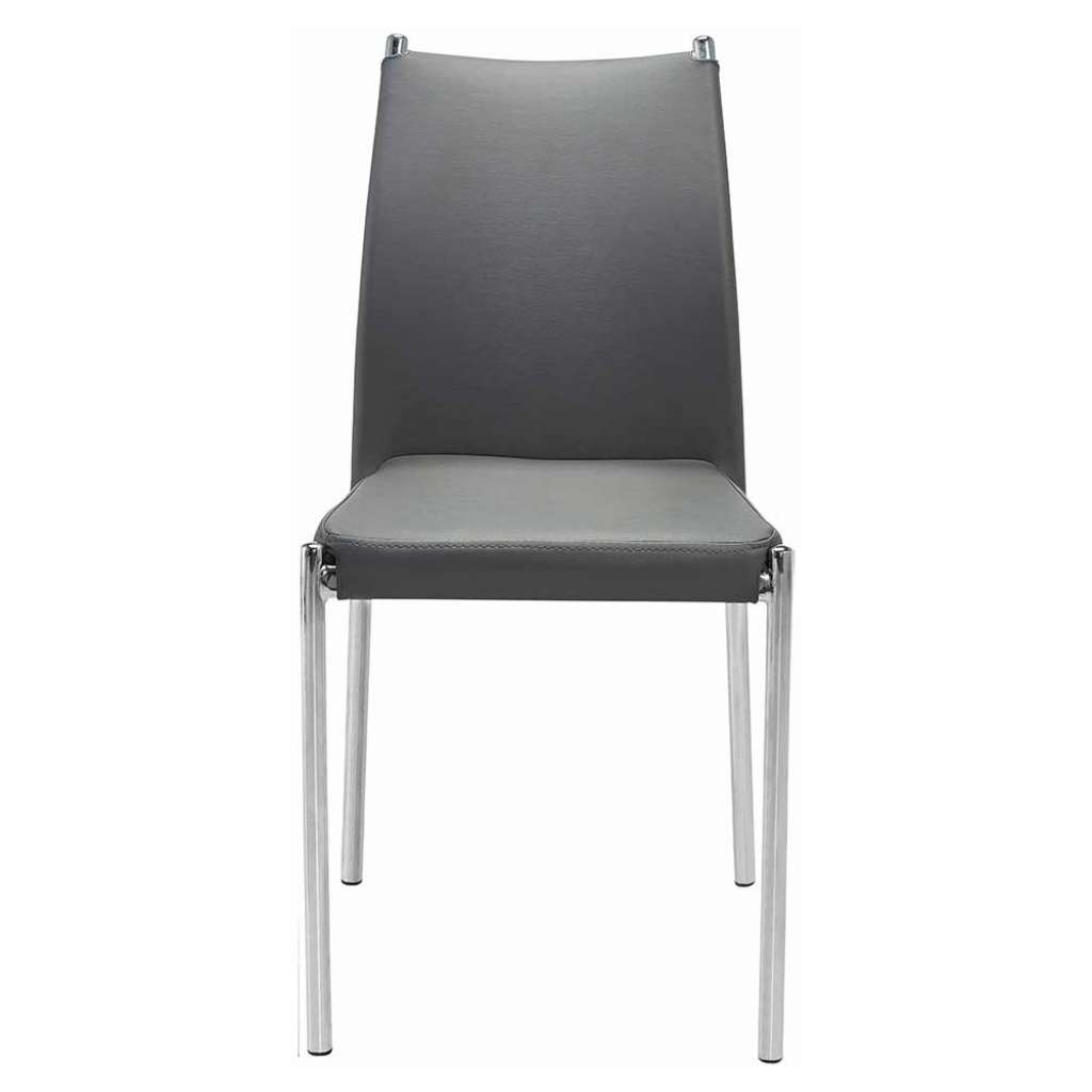 Kunstleder Stühle in Grau verchromtem Metallgestell (4er Set)