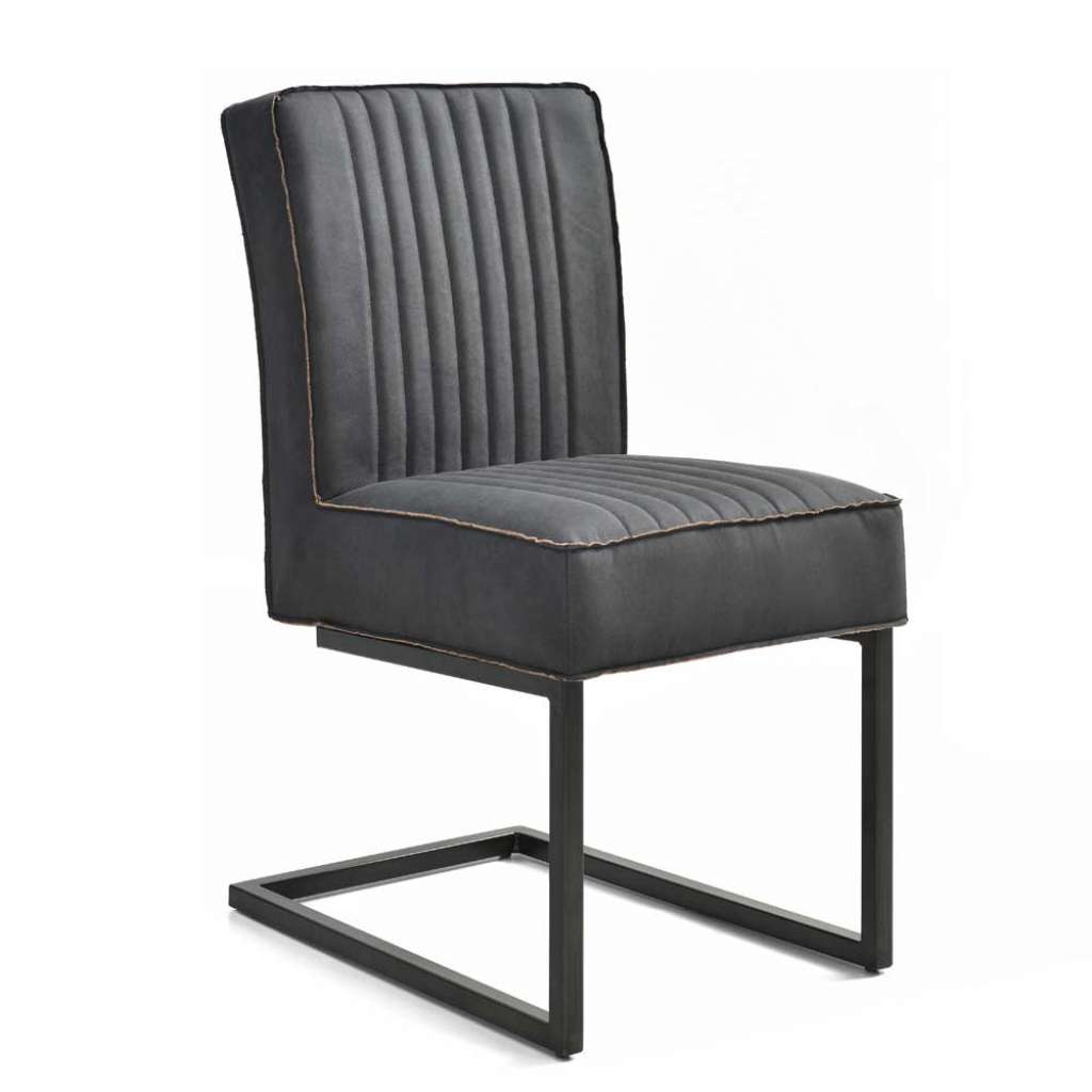 Freischwinger Stühle in Anthrazit Microfaser modern (2er Set)