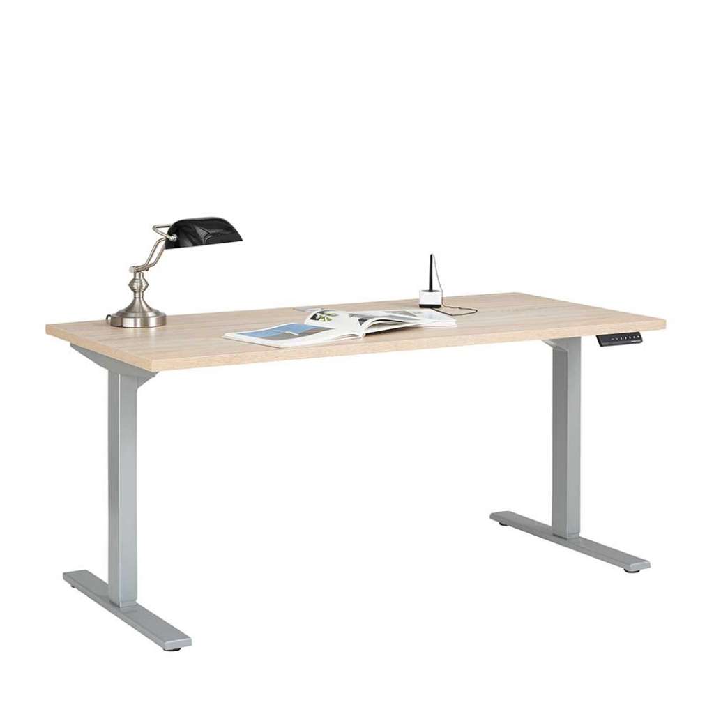 Bürotisch in Sonoma Eiche und Grau elektrisch höhenverstellbar