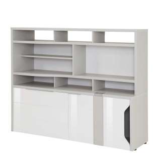 Büroschrank in Grau und Weiß Hochglanz Made in Germany