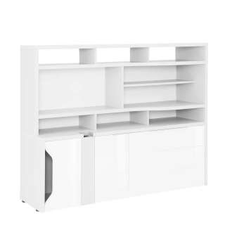 Büroschrank in Weiß Hochglanz viel Stauraum
