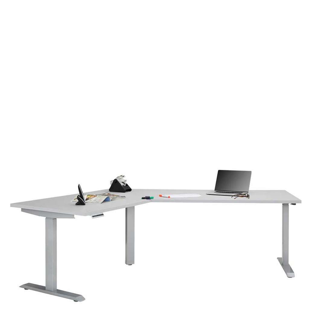 PC Ecktisch in Grau höhenverstellbar