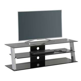 TV Rack in Grau und Chromfarben Sicherheitsglas und Metall