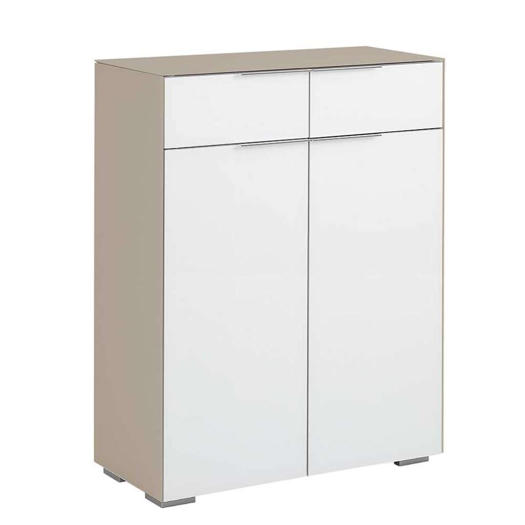 Büroschrank in Weiß Glas beschichtet Beige