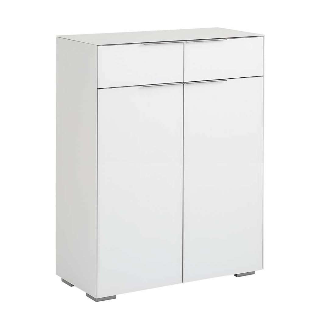 Kleiner Aktenschrank in Weiß Glas beschichtet 80 cm breit