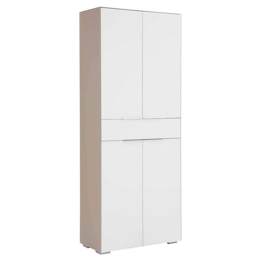 4 türiger Aktenschrank in Weiß und Beige Glas beschichtet