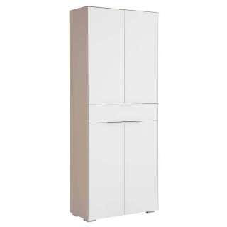 4 türiger Aktenschrank in Weiß und Beige Glas beschichtet