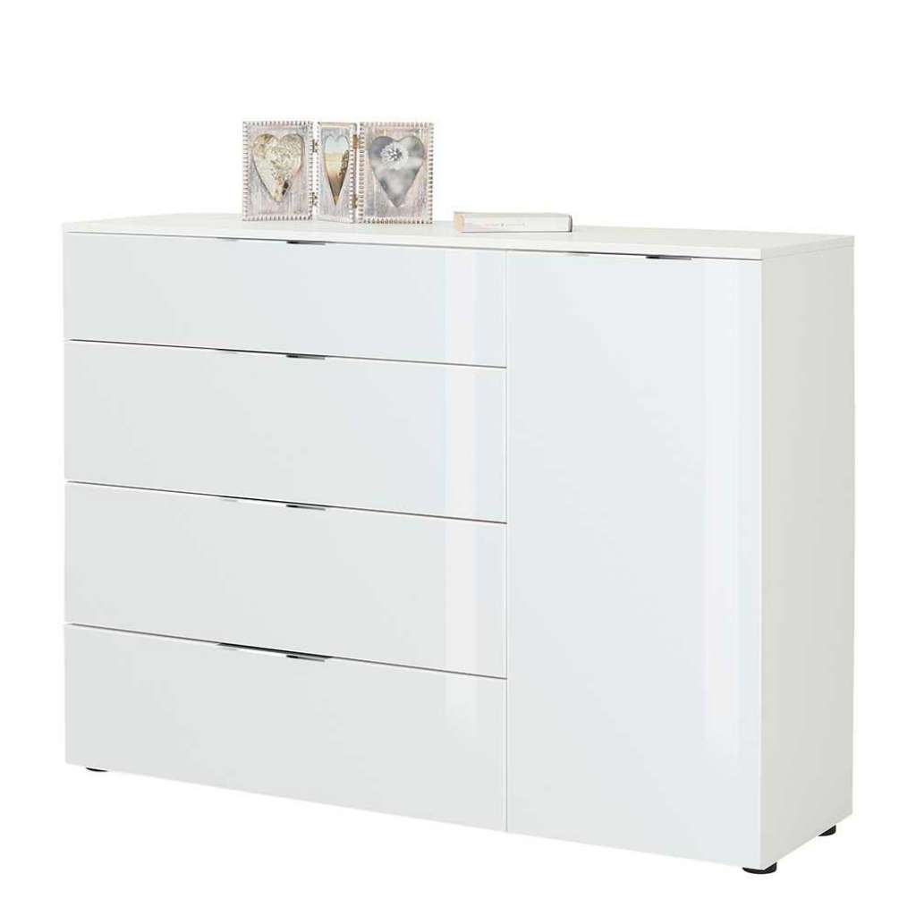 Große Kommode in Weiß Glas beschichtet 100 cm hoch