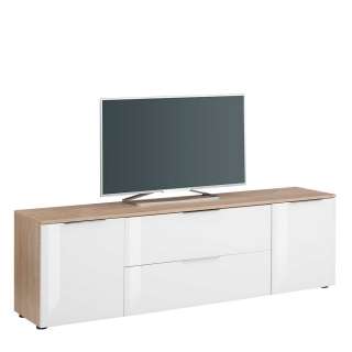 Fernsehlowboard in Weiß und Sonoma Eiche Made in Germany