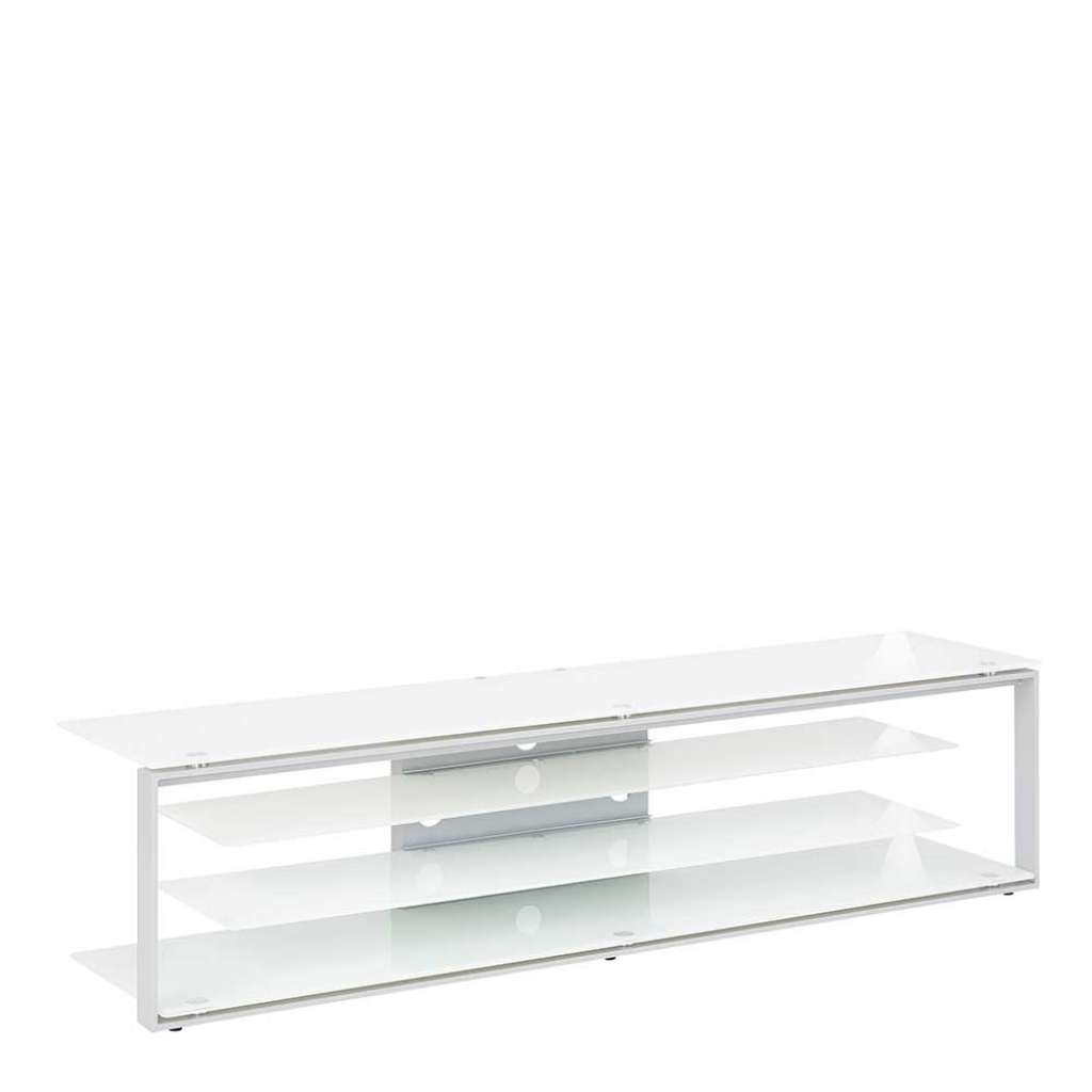 Hifi Rack in Weiß Sicherheitsglas und Stahl