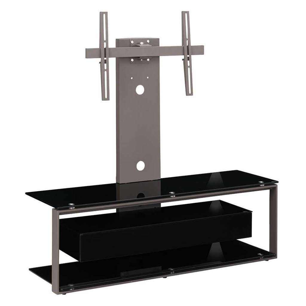 TV Tisch in Schwarz Sicherheitsglas schwenkbarer TV Halterung