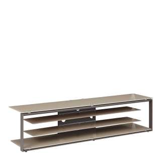 TV Rack in Beige und Anthrazit Sicherheitsglas und Stahl