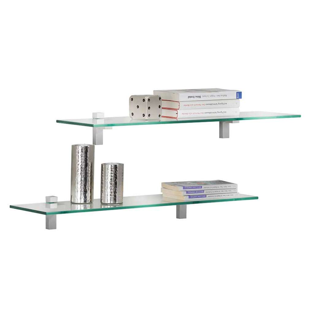 Wand Regale aus Sicherheitsglas Aluminium (2er Set)