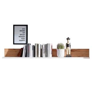 Wohnzimmer Wandboard in Weiß und Wildbuche Optik 140 cm breit