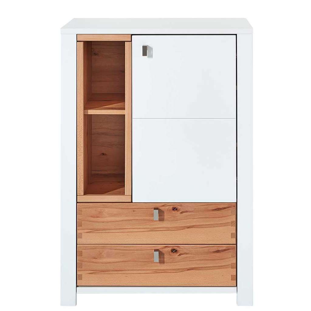 Schuhschrank in Weiß und Wildbuche Optik modern