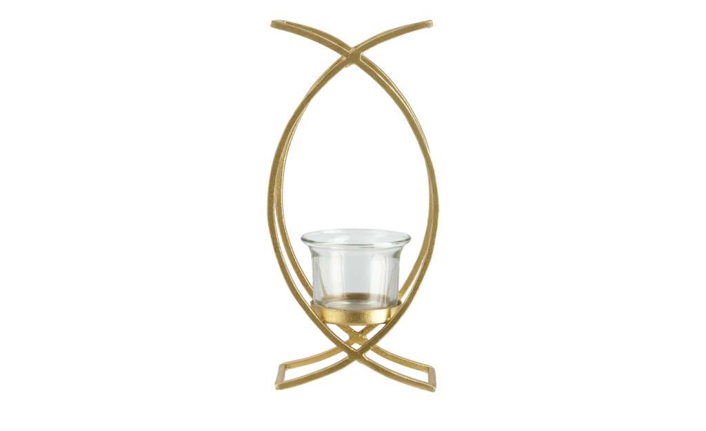 Teelichthalter ¦ gold ¦ Glas , Metall ¦ Maße (cm): B: 9,3 H: 20,5 T: 6 Dekoration > Kerzen & Lichter > Kerzenständer - Höffner