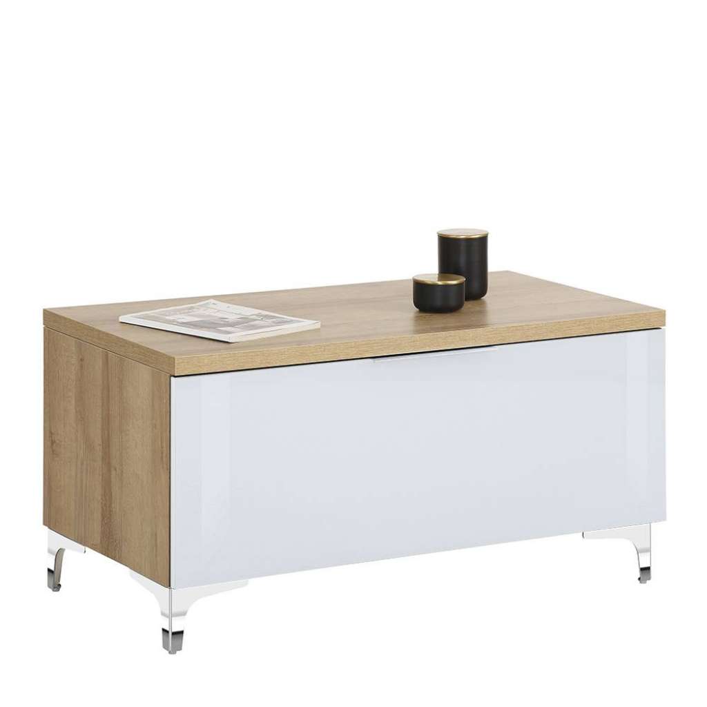 Fernsehboard in Weiß Glas beschichtet 90 cm breit
