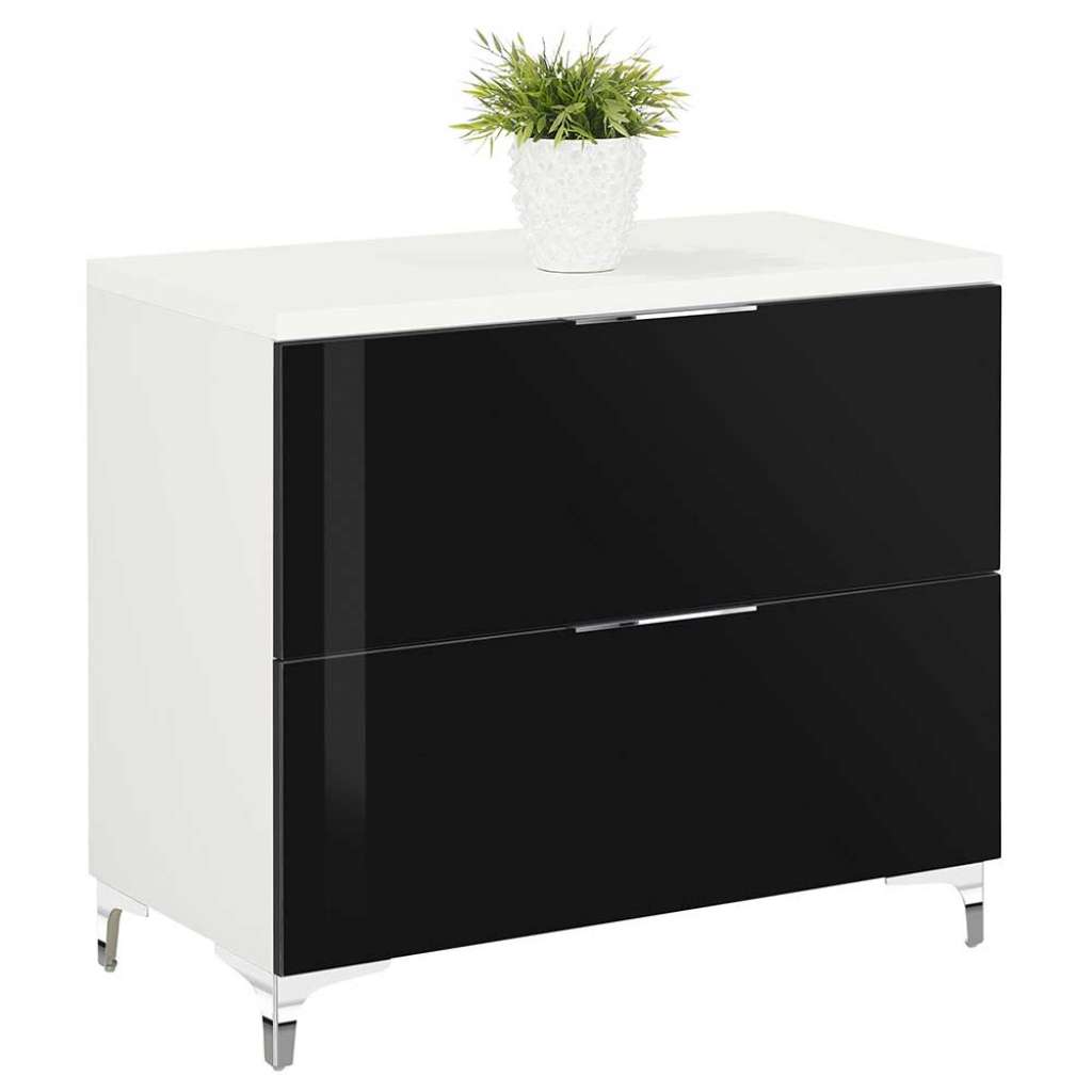 Flurkommode in Schwarz Glas beschichtet Weiß
