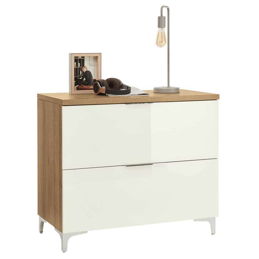 Kommode in Weiß Glas beschichtet 90 cm breit