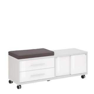 Schreibtischrollcontainer in Grau und Weiß Sitzpolster