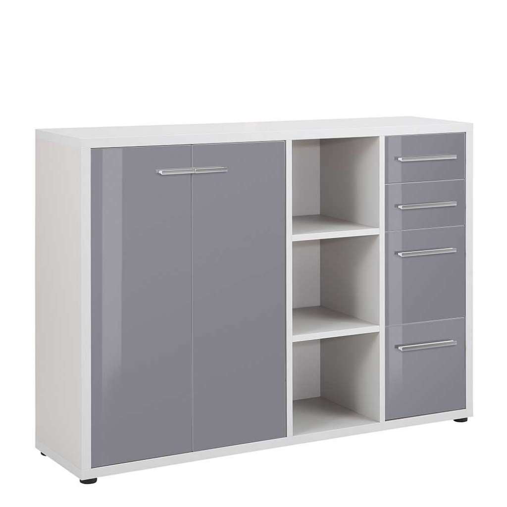 Office Sideboard in Grau Glas beschichtet