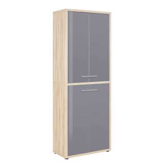 Officeschrank in Grau und Eiche Optik 4 türig