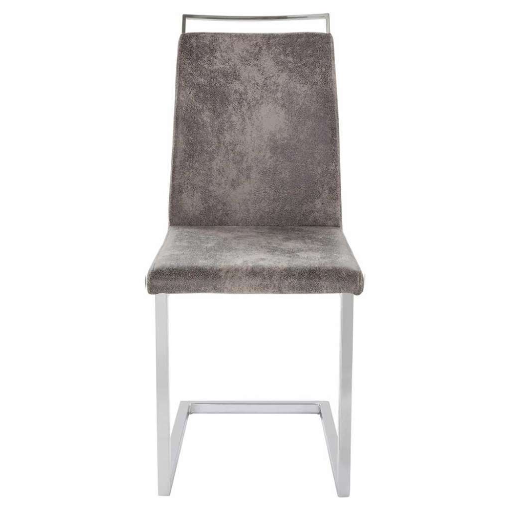 Freischwinger Stühle in Hellgrau Microfaser modern (2er Set)