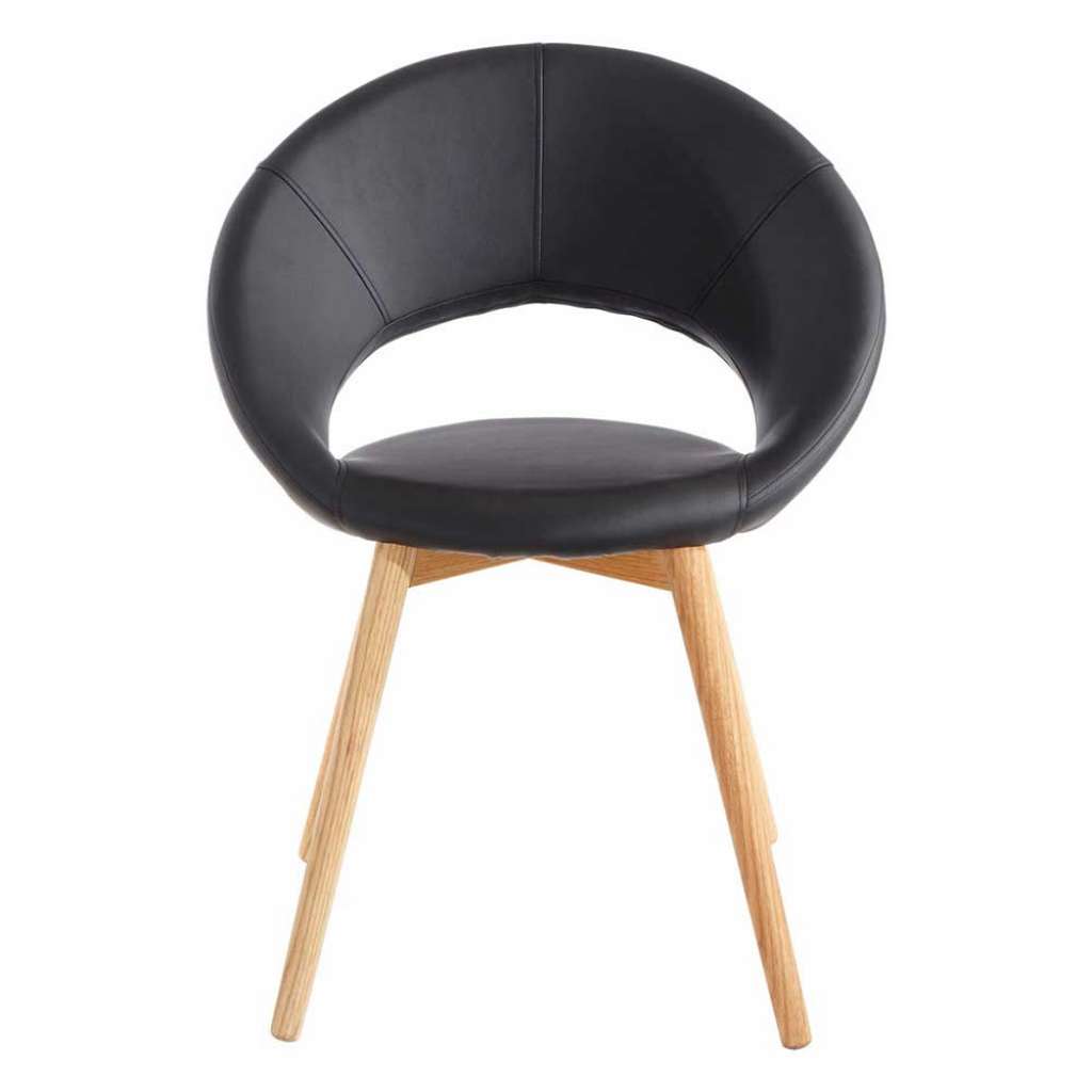 Tischsessel in Schwarz Kunstleder Massivholzgestell (2er Set)