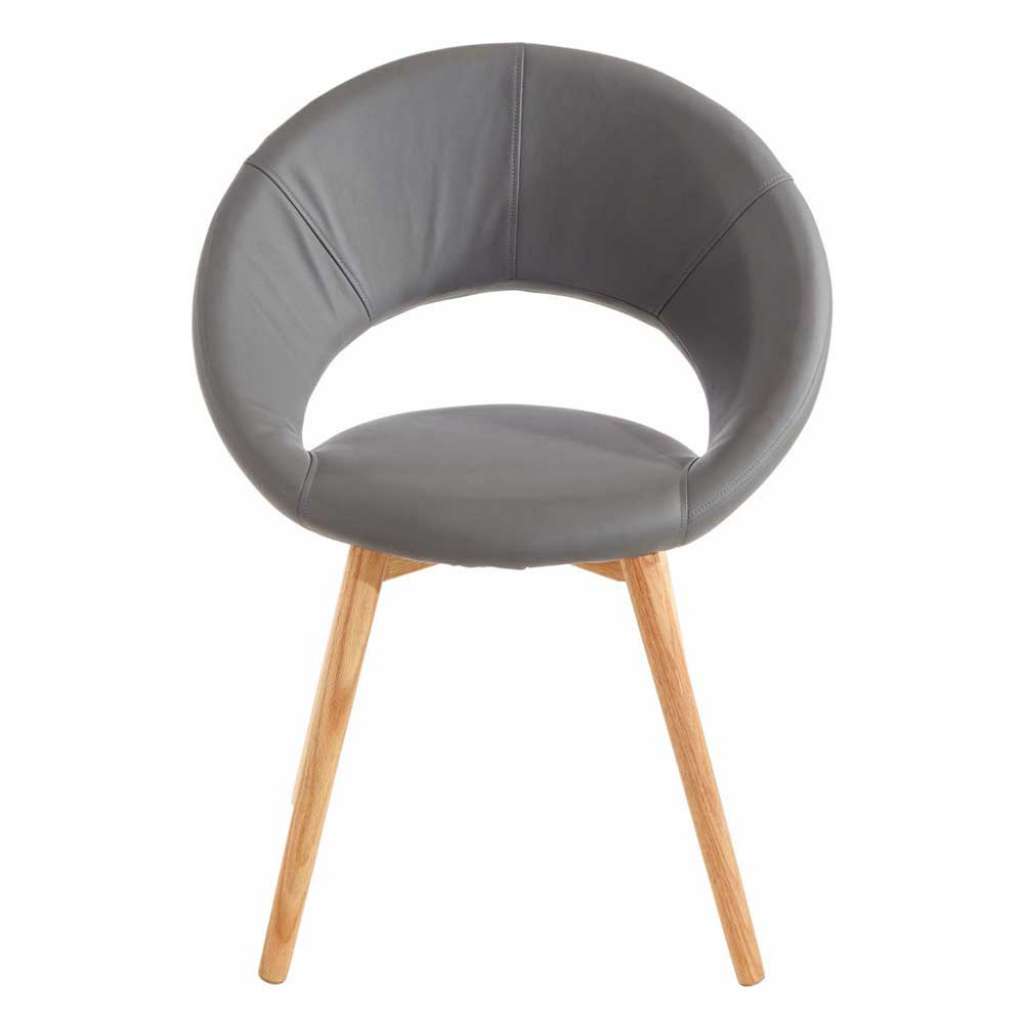 Esstischsessel in Grau Kunstleder Massivholzgestell (2er Set)
