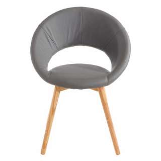 Esstischsessel in Grau Kunstleder Massivholzgestell (2er Set)