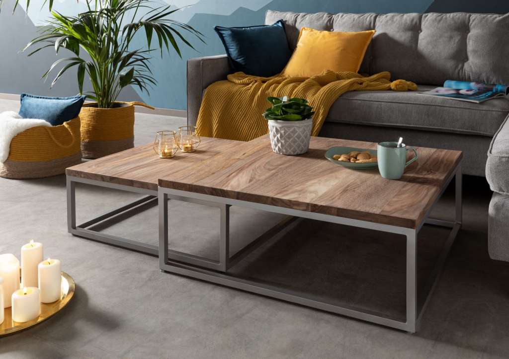 Couchtisch 2er-Set Sheesham braun geölt LOUNGE Collection #01