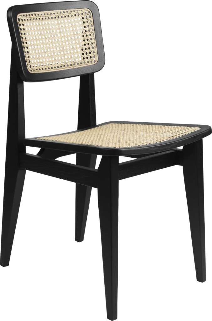 Gubi - C-Chair Stuhl all french cane - Eiche schwarz lackiert - indoor
