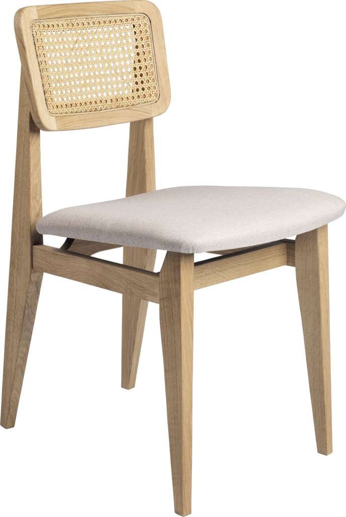 Gubi - C-Chair Stuhl gepolstert + french cane -  - Bezug Sinequanon 008 - indoor