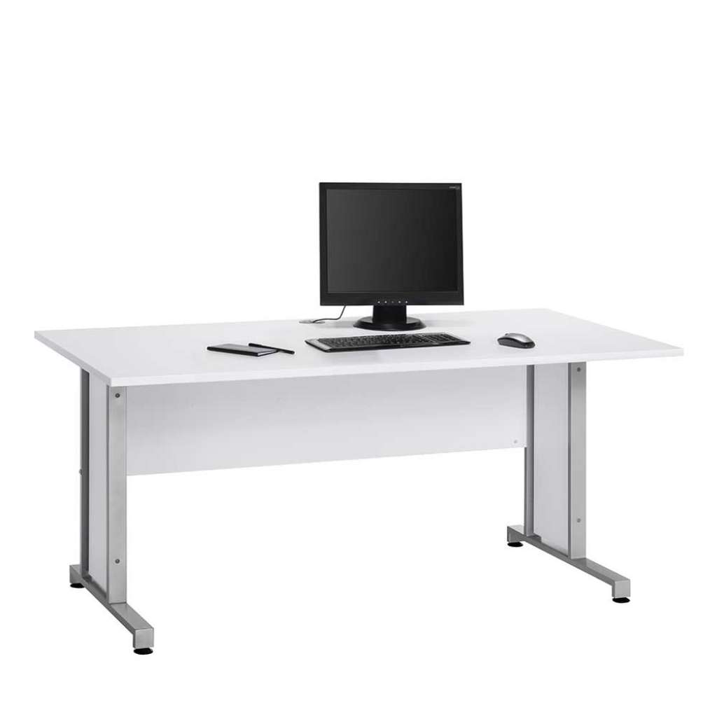 Büroschreibtisch in Weiß Kufengestell