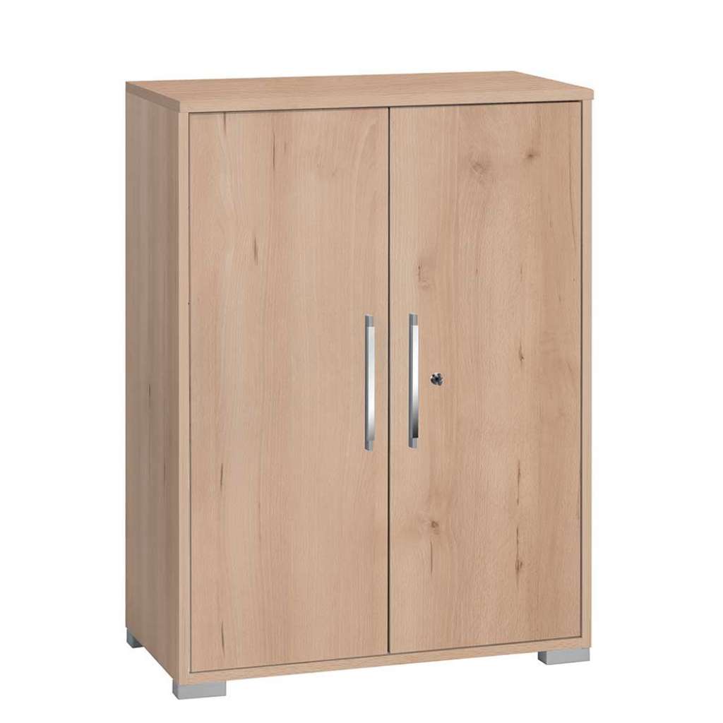 Abschließbarer Officeschrank 110 cm hoch Buchefarben