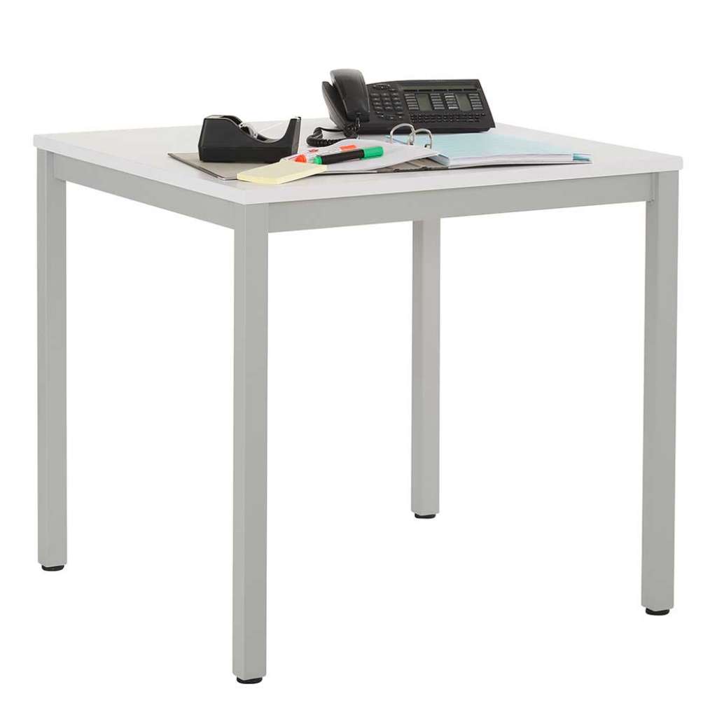 Tisch in Weiß und Grau 80 cm tief