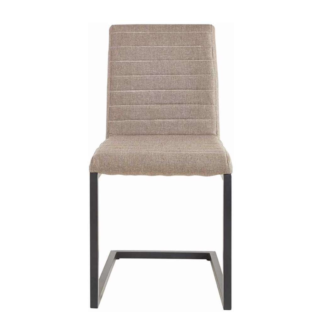 Freischwinger Stühle in Hellbraun Webstoff modern (2er Set)