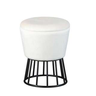 Sitzhocker in Creme Weiß und Schwarz Stauraum