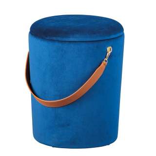 Sitzhocker in Blau Samt Truhe