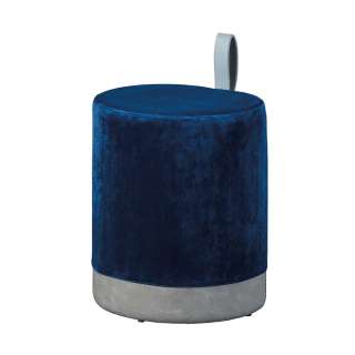 Polsterhocker in Blau und Hellgrau Samtbezug