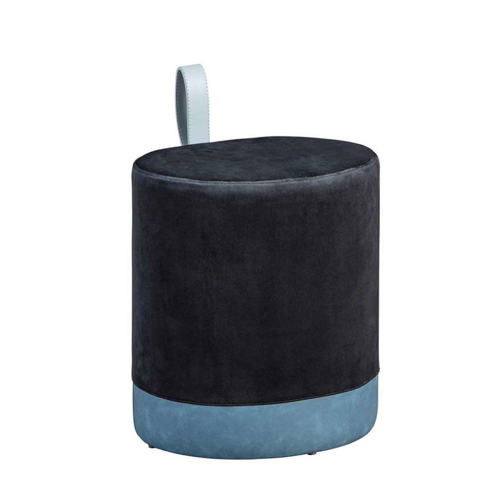 Polsterhocker in Schwarz und Hellgrau oval