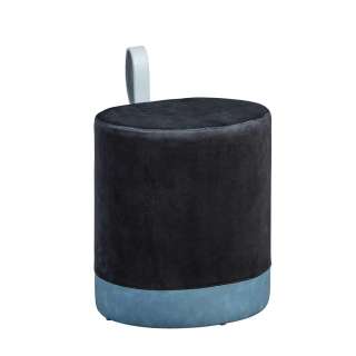 Polsterhocker in Schwarz und Hellgrau oval