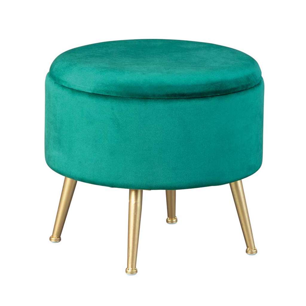 Hocker in Grün Samt Stauraum