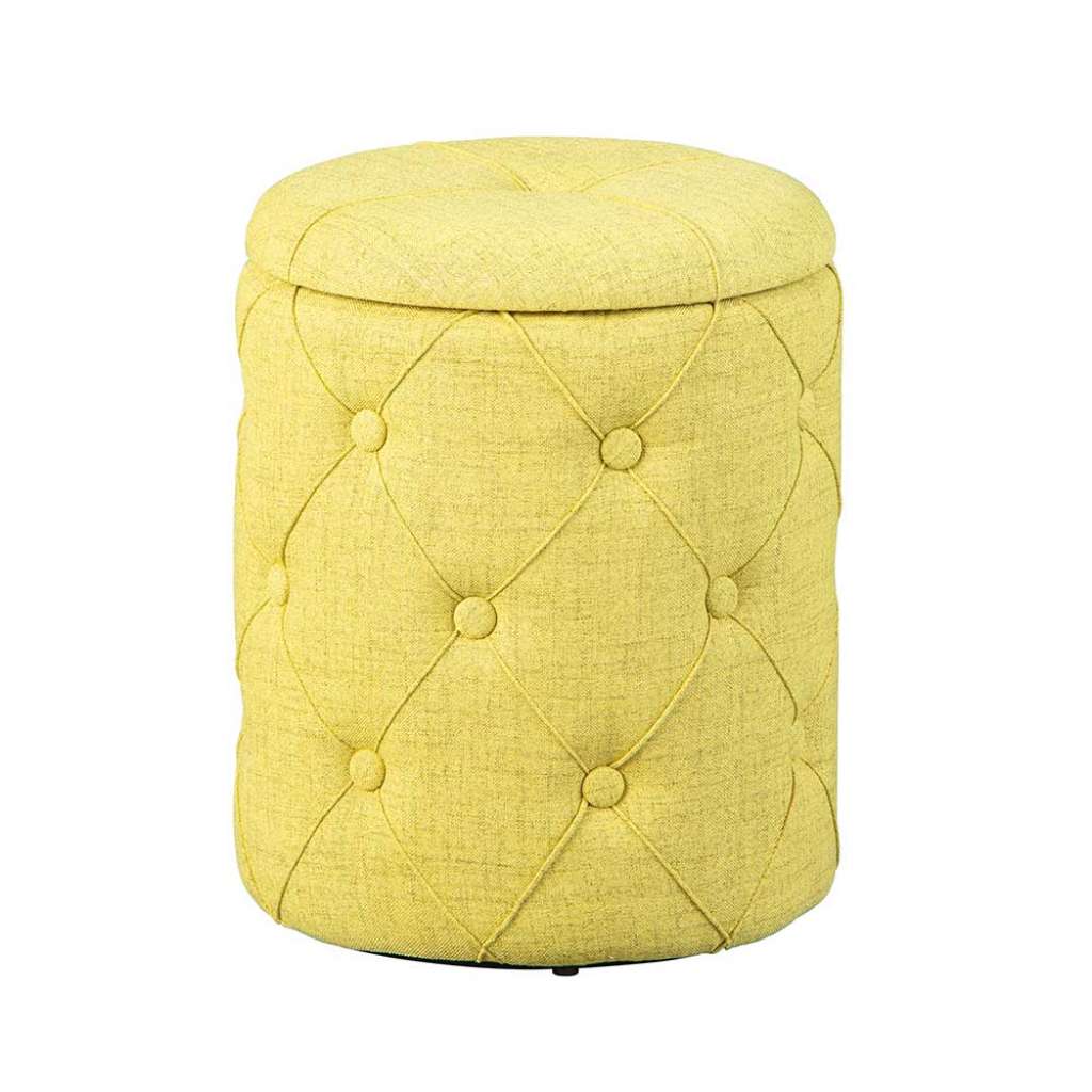 Truhen Polsterhocker in Gelbgrün Webstoff 40 cm Sitzhöhe