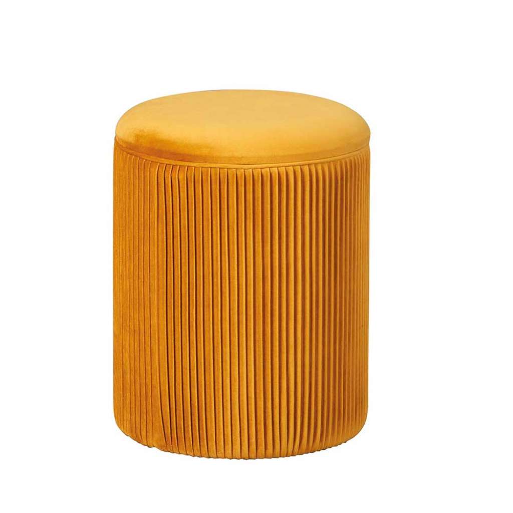 Retro Hocker in Gelb Samt rund