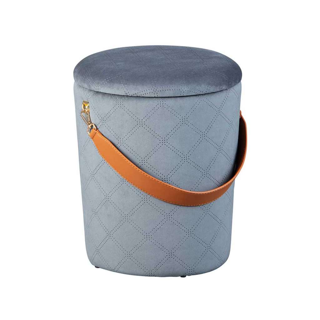 Stauraum Sitzhocker in Hellgrau Samt 30 cm breit