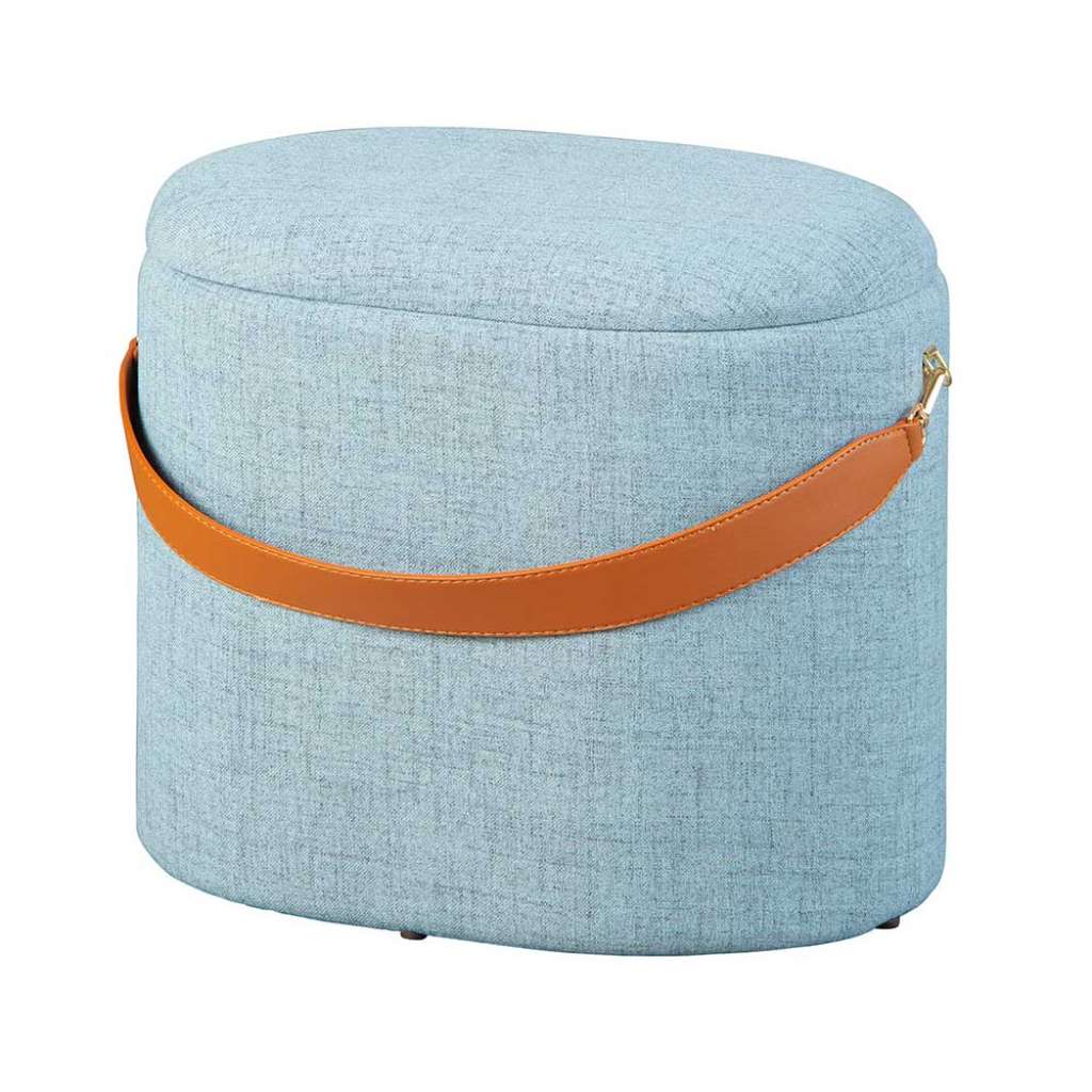 Stauraum Hocker in Hellgrau Webstoff oval