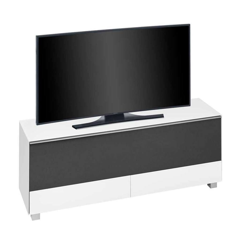 TV Sideboard in Schwarz Weiß Akustikstoff
